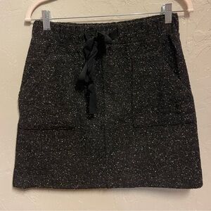 Loft Black Textured Drawstring Mini Skirt - size SP